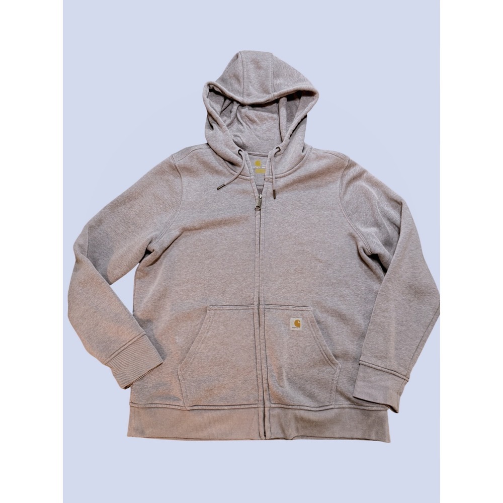 Carhartt Womens Relaxed Fit Full Zip Hoodie Grey Heather Sweatshirt XL 16/18